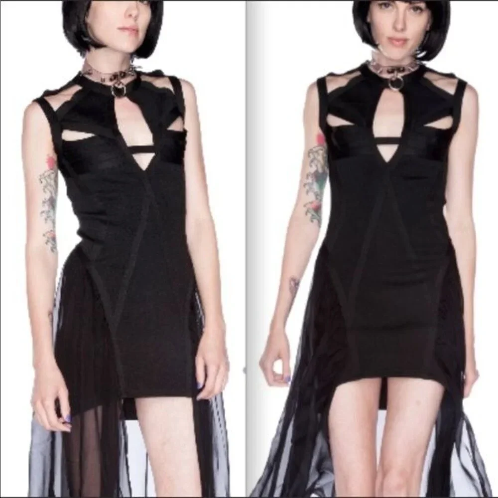 UNIF Godspeed Bandage Cut Out Sheer Maxi Dress size Small - Picture 13 of 13